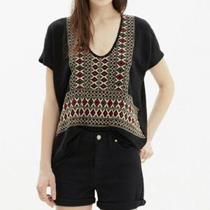 Madewell Diamond Weave Embroidered Top